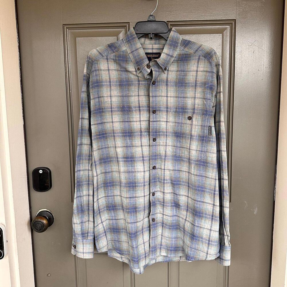Woolrich Cotton Flannel Plaid‎ Button Down Shirt Large